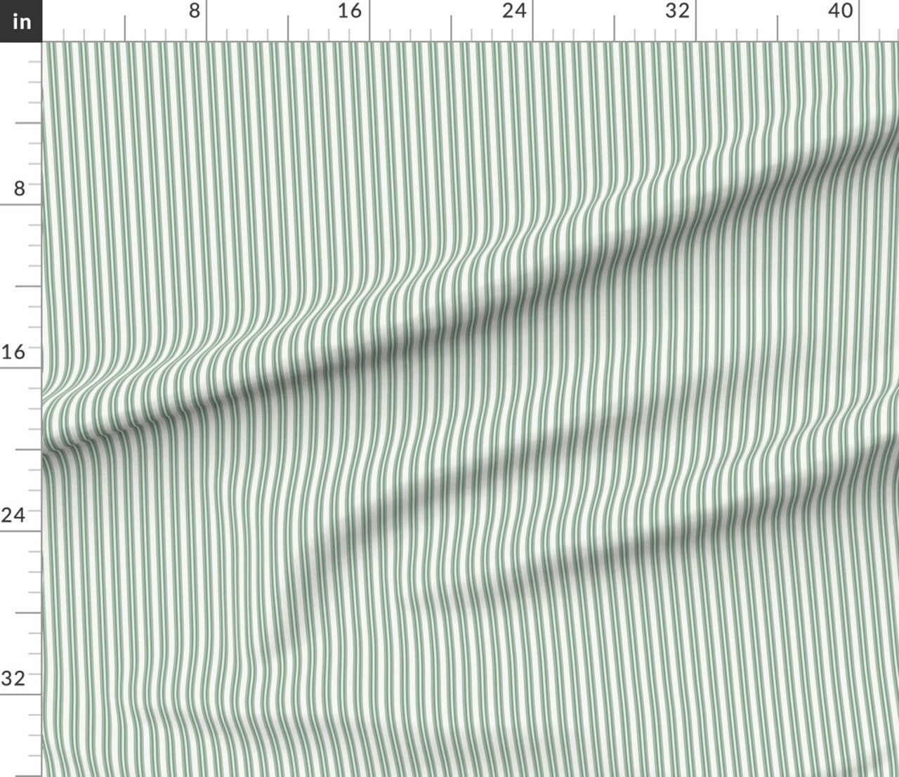 Various Fabrics by the Yard or Fat Quarter Sage Stripe Ticking Pin Traditional Classic Cream Green Country Rustic Farmhouse Custom Printed Fabric by Spoonflower